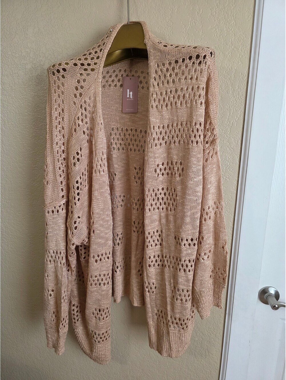 Hotouch Women's Open Front Cardigan Sweater in Light Pink Size Large